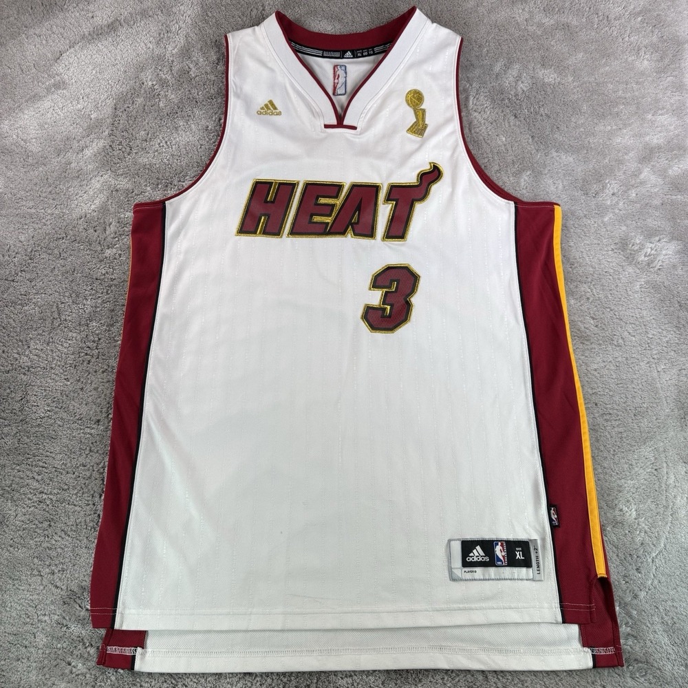 Dwyane Wade Heat Jersey Mens XL White Gold Adidas Swingman 2012 Finals Champions